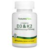 NaturesPlus, D(2500 МЕ) + K (120 мкг), 90 таб.
