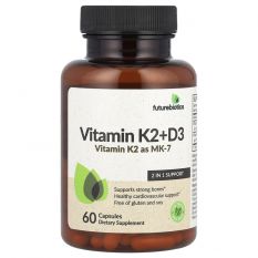 Futurebiotics,Vitamin D3 10000 IU+K2 120 mcg, 60 капс.