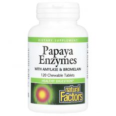 Natural Factors, Papaya Enzymes, 120 жев.таб.