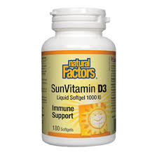 Natural Factors, Vit D3 1000IU, 180 гелкапс.