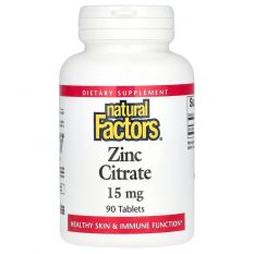 Natural Factors, Zinc Citrate 15 мг, 90 таб.