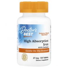 Doctors Best, Hi Abs Iron 100% Chelated, 120 таб.