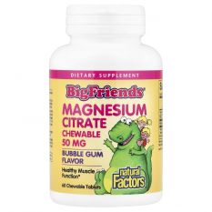 Natural Factors, Big Friends, цитрат магния 50 мг, 60 жеват. таб.