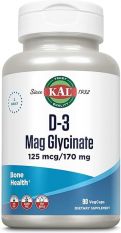 KAL, D-3 Mag Glycinate, 5000IU/170 мг, 90 капс.