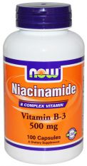 NOW, Niacinamide 500 мг, 100 капс.