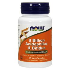 NOW, 8 Billion Acidophilus and Bifidus 60 капс.