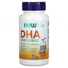 NOW, Kids Chewable DHA 100 мг, 60 гел. капс.