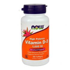 NOW, Vitamin D3,  1000 ME 180 капс.