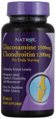 Natrol, Glucosamine 1500 мг,  Chondroitin 1200 мг, 60 таб.