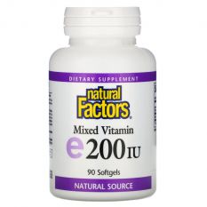 Natural Factors, смесь витаминов, витамин E, 200 МЕ, 90 гел.капс.