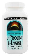 Source Naturals, L-пролин и L-лизин, 550 мг, 120 таб.