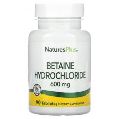 Nature's Plus, Бетаин гидрохлорид (Betaine Hydrochloride), 600 мг, 90 таб.