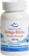 Norway Nature, Ginkgo Biloba, Double Strength, 120 мг, 60 капс.