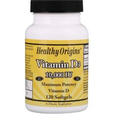 Healthy Origins, Vitamin D3 10000IU, 120 гел. капс.
