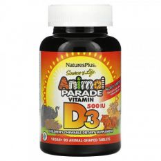 Nature's Plus, Childrens Vit D3 500 IU, 90 жеват. таб.